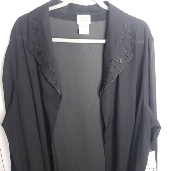 Vintage Top Womens 26W Evening Jacket Sheer Sweater Scalloped Neck Embroidered - Picture 2 of 10